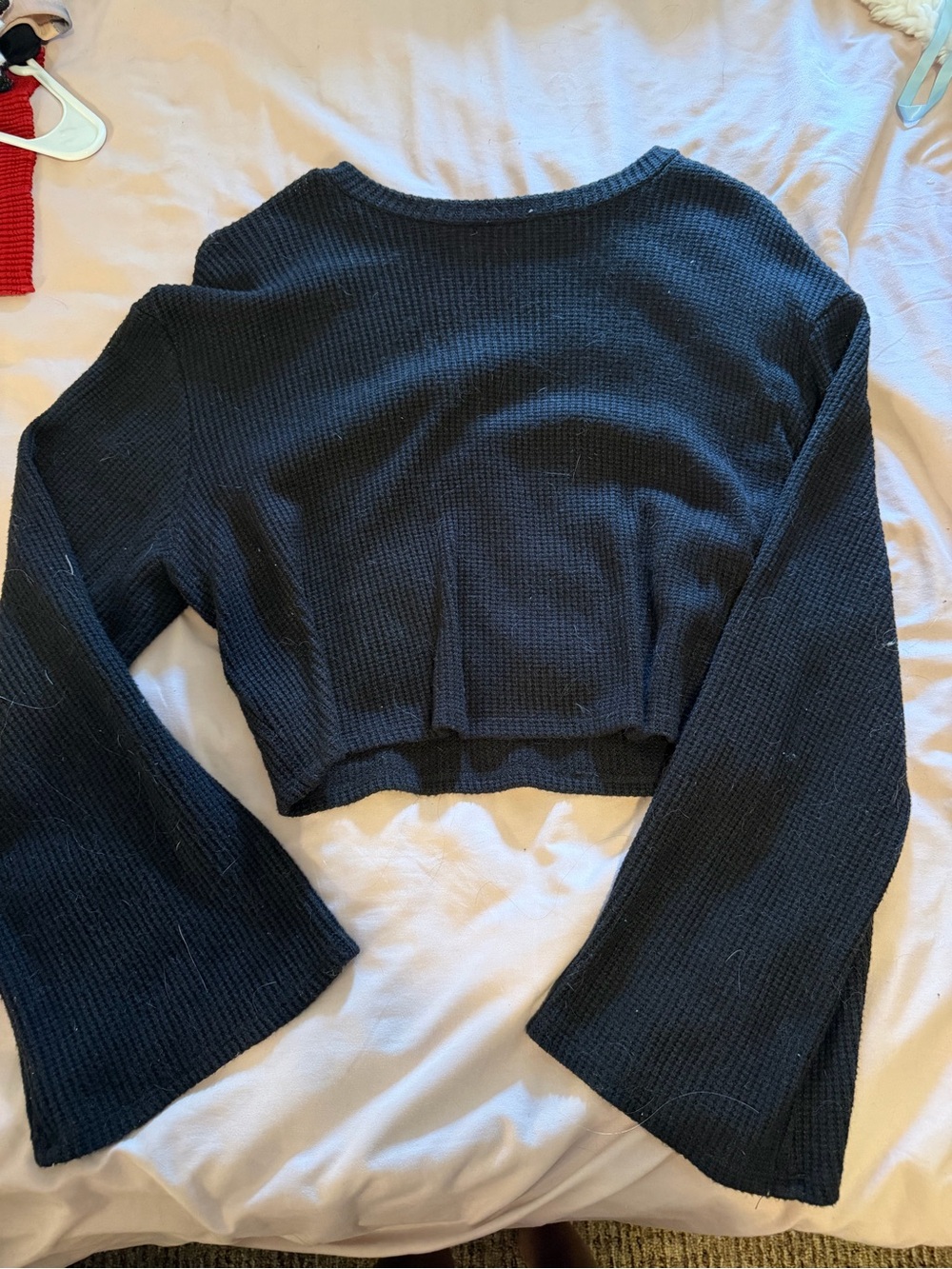 Urban Renewal Black Cropped Waffle-Knit Sweater